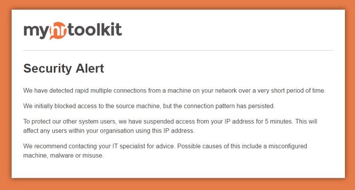 User IP blocked on myhrtoolkit HR system