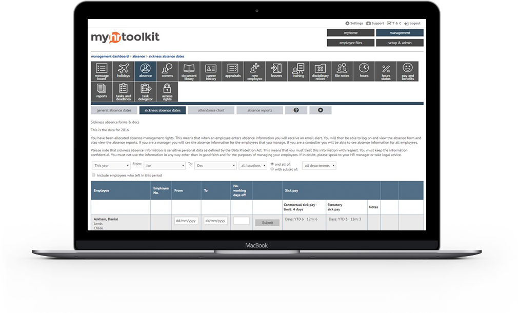 Absence management software myhrtoolkit