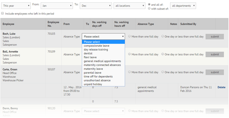 General absence management in myhrtoolkit