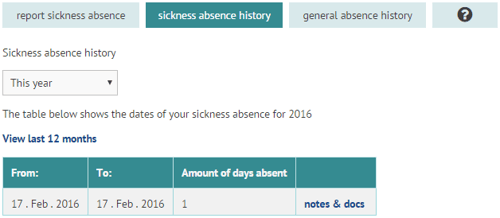 Sickness absence history