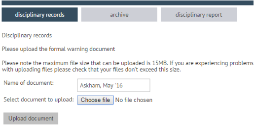 Add a formal warning document to the system