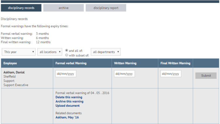 Disciplinary expiry periods