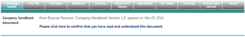 Read and confirm documents on a HR system