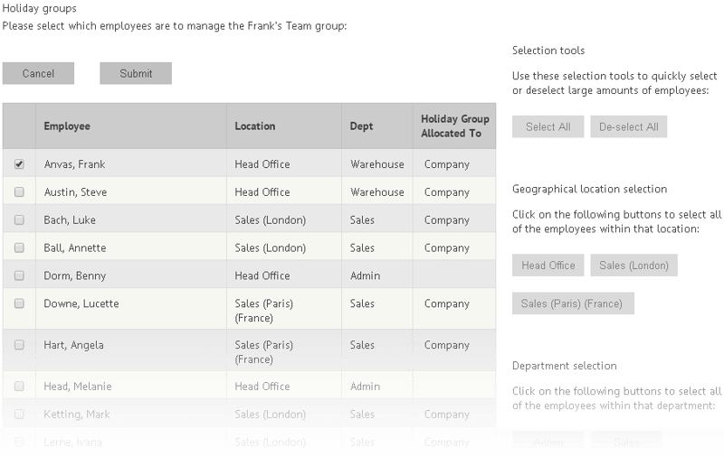 Assign controllers to holiday groups