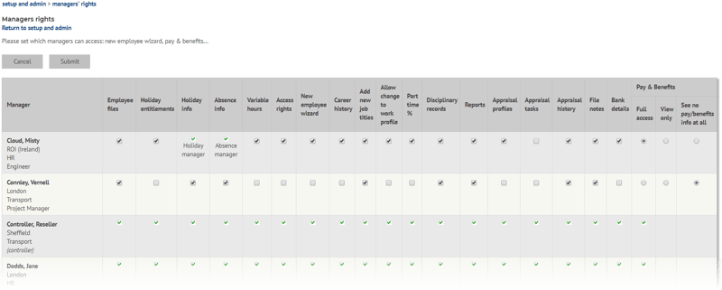 Managers' rights on myhrtoolkit