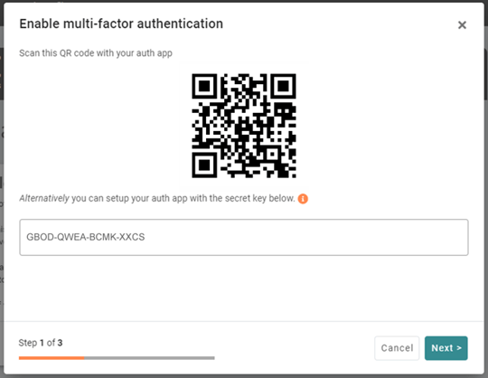 Scan the QR code on your authenticator app