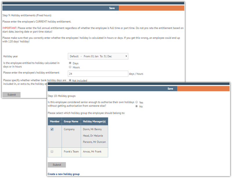 Holiday settings for new starters on myhrtoolkit