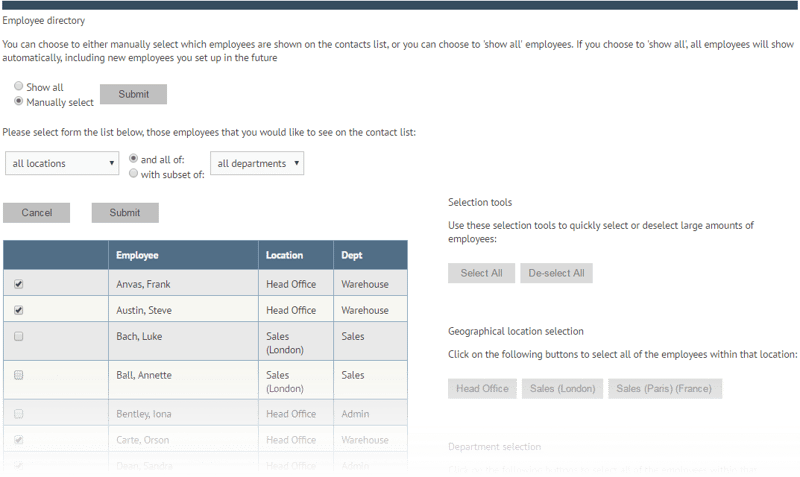 Employee directory settings