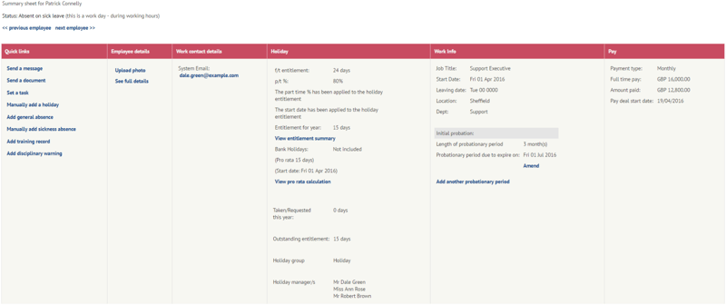 Probation information on employee file