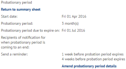 Probation period summary