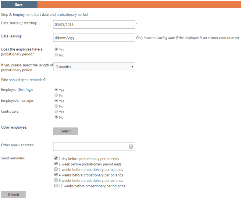 Probation period settings in new employee wizard myhrtoolkit