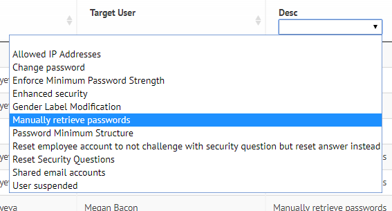 Security centre audit filter