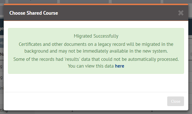 Successful training records migration