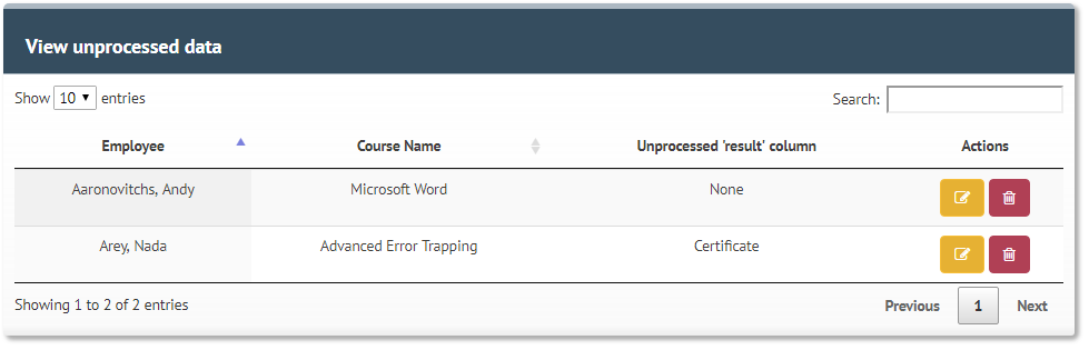 Work through unprocessed training record data